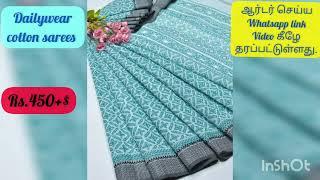 Dailywear cotton sarees, regular wear cotton sarees 450+shipping @sha fashions lowcost,high quality