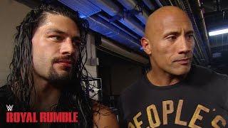 Roman Reigns celebrates with The Rock after winning the Royal Rumble Match - WWE Network