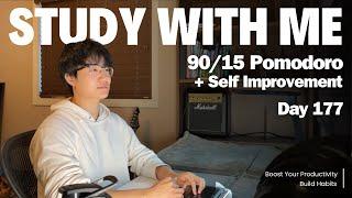 2h Study with Me | Pomodoro 90/15 + Self Improvement Breaks