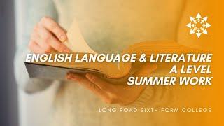 English Language & Literature A Level Summer Work 2021