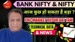 Nifty, Bank Nifty Technical / Data,  Pre- Market Update at 7 am,    30 -May -2024