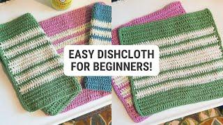 EASY Crochet Dishcloth Pattern for Beginners | Double Crochet Tutorial