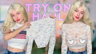 [4K] TRANSPARENT BLOUSE | TRY ON HAUL with Sofia