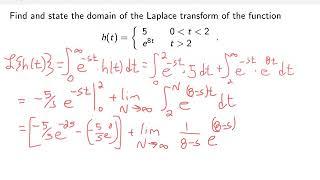 Section 6.1: Computing the Laplace Transform of a Piecewise Function