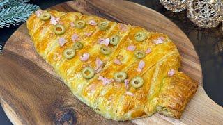 SAVOURY CHRISTMAS TREE of PUFF PASTRY aperitif idea in 5 minutes! 🫒