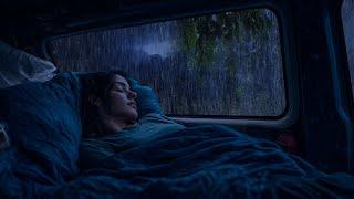 Relaxing Rain Sounds on a Camping Car Window for Deep Sleep - Rain sounds for sleeping