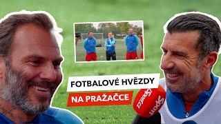 Luis Figo a Éric Abidal si zahráli fotbal v Praze pod dohledem prezidenta UEFA.