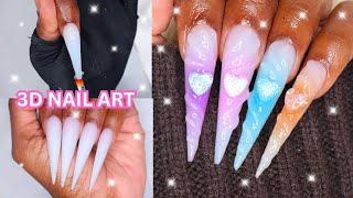  3D AURA POLYGEL NAILS | SUMMER STILETTO NAIL ART TUTORIAL