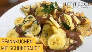 Pfannkuchen mit Banane und Schokosauce