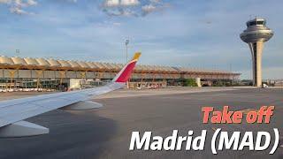 Pushback and take off from Madrid Airport Terminal 4S with Iberia [4K]