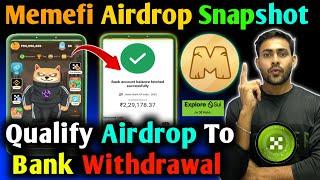 Memefi Airdrop Qualified to BANK Withdrawal Full PROCESS !! Memefi Airdrop Details!! Memefi Wallet