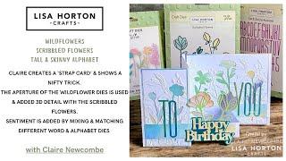 FANCY FOLD CARD WITH LISA HORTON CRAFTS WILDFLOWER & SCRIBBLE FLOWER DIES