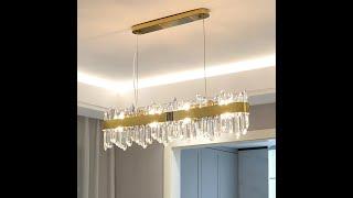 Chic Rectangular Dining Island Chandelier Attractive Crystal Light