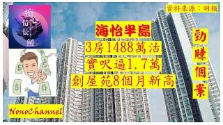 【二手樓市】海怡半島4房單位，減價50萬，1488萬沽，實呎逼近1.7萬，創屋苑8個月新高。長情業主，WOW 帳面勁獲利1108萬，物業升值近三倍。您點睇？