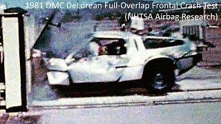 1981 DMC DeLorean 35 Mph Full-Overlap Frontal Crash Test (Airbag Retrofit Research)