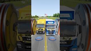 Mix Colourful Buses & Cargo Trucks vs Bollard Crash #shorts #beamng #crash #beamngdrive