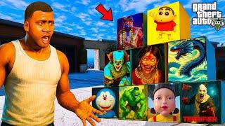 GTA 5:Chucky, Pennywise & Granny Trapped in Ghost Containers | Franklin, Shinchan & Doraemon Shocked