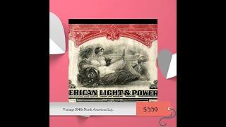 Vintage 1940s North American Light and Power Stock Certificate, SEC Casualty!