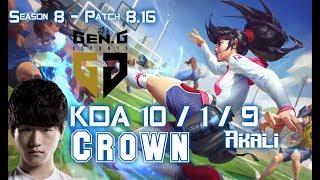 GEN Crown AKALI vs YASUO Mid - Patch 8.16 KR Ranked