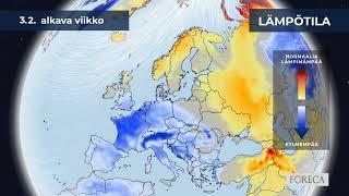 Kuukausiennuste lämpötiloista 30.1.2025