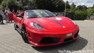 ' World's best Ferrari garage ? ' - Many Ferrari's drive into a big garage - Sounds, Revs [Full HD]