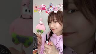 【ピンク色のキャラクターお菓子でasmr🩷】#asmr#ASMR#お菓子#おやつ#キャラクターお菓子#カービー#おぱんちゅうさぎ#マイメロディ#characterfood