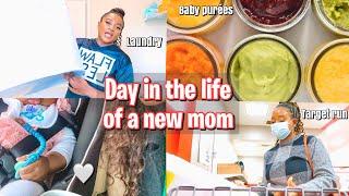 REALISTIC 24 HOURS IN THE LIFE OF A NEW MOM|| making baby's 1st food, target run, laundry & more