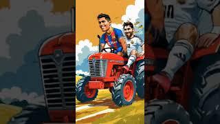 Ronaldo & Messi drive a tractor... #punjabisong #ronaldo #messi #music #trend #youtubeshorts