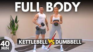 40 Min FULL BODY KETTLEBELL WORKOUT (Dumbbell Friendly)