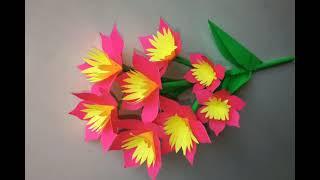 Paper flowers| Easy and very beautiful Stick flowers | Paper crafts| Simple Stick Flowers