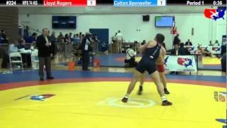 Schultz MFS 74 KG Champ. Round 1: Lloyd Rogers (Hawkeye WC) vs. Colton Sponseller (NYAC)