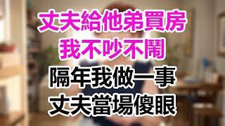 丈夫給他弟買房，我不吵不鬧，隔年我做一事，丈夫當場傻眼！#為人處事#生活經驗#情感故事#爽文#情感動畫#温情暖暖