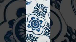 Dutch Tile Fabric Ceramic Effect Delft Blue Windmill Holland Tulips Cotton Curtain Material #shorts