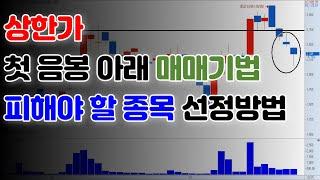 상한가 눌림목 매매 기법(첫음봉 아래 매수타점) 피해야 할 차트