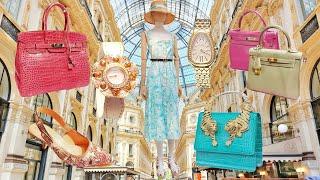 Shopping in Milan: DIOR, RALPH LAUREN, HERMES, BULGARI, D&G, DAMIANI.... Luxury Shopping Vlog 2024.