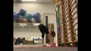 55. Yoga: Uttanasana variations or standing forward bend with props