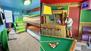 The Coolest Themed Vacation Home Near Disney! | Simpsons, Nintendo, Star Wars & Hot Air Balloon Bed!