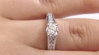 Round Cut Side Stone Engagement Ring SD037