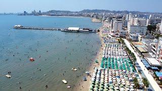 The city, beach, view of Durres, Albania 2024 (by drone 4K)