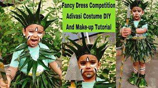 Kids Leafs Adivasi Costume DIY For Fancy Dress And Adivasi Make-up Tutorial | Jinga lala hulululu