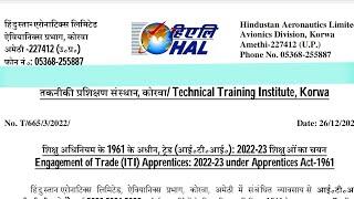 HAL Apprentice 2023 For ITI Students  //