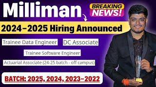 Finally Milliman 2024-2025 Hiring | 4 Different Roles Hiring | Off Campus Drive 2025, 2024, 2023-22