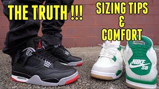 THE TRUTH JORDAN 4 BRED REIMAGINED vs SB4 | SIZING TIPS AND COMFORT