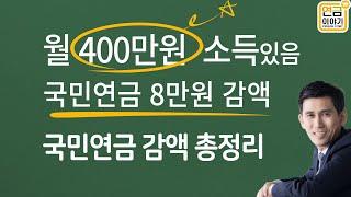 월 400만원 소득, 국민연금 8만원 감액. 국민연금 감액 기준, 감액금액 총정리