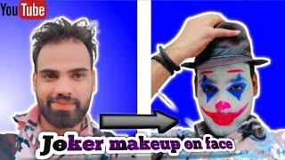 The joker makeup on face //easy halloween makeup and face painting tutorial #joker #halloween