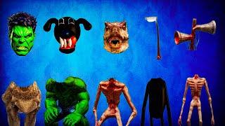 WRONG HEADS 5 SIREN HEAD, SIREN LIGHT HEAD, DINOSAUR, HULK & CARTOON DOG