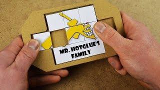 How to make simple Puzzle from Cardboard / diy puzzle game (mr. hotglue's family)