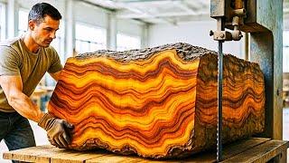 Talented Carpenter Building Dining Table with RED Hardwood Art & Glossy Epoxy    Amazing Woodworking