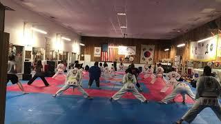 Korean counting while side stretching all families class Hongs USA Taekwondo