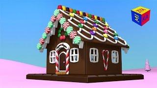 Cartoons for toddlers kids children. Construction game: gingerbread house